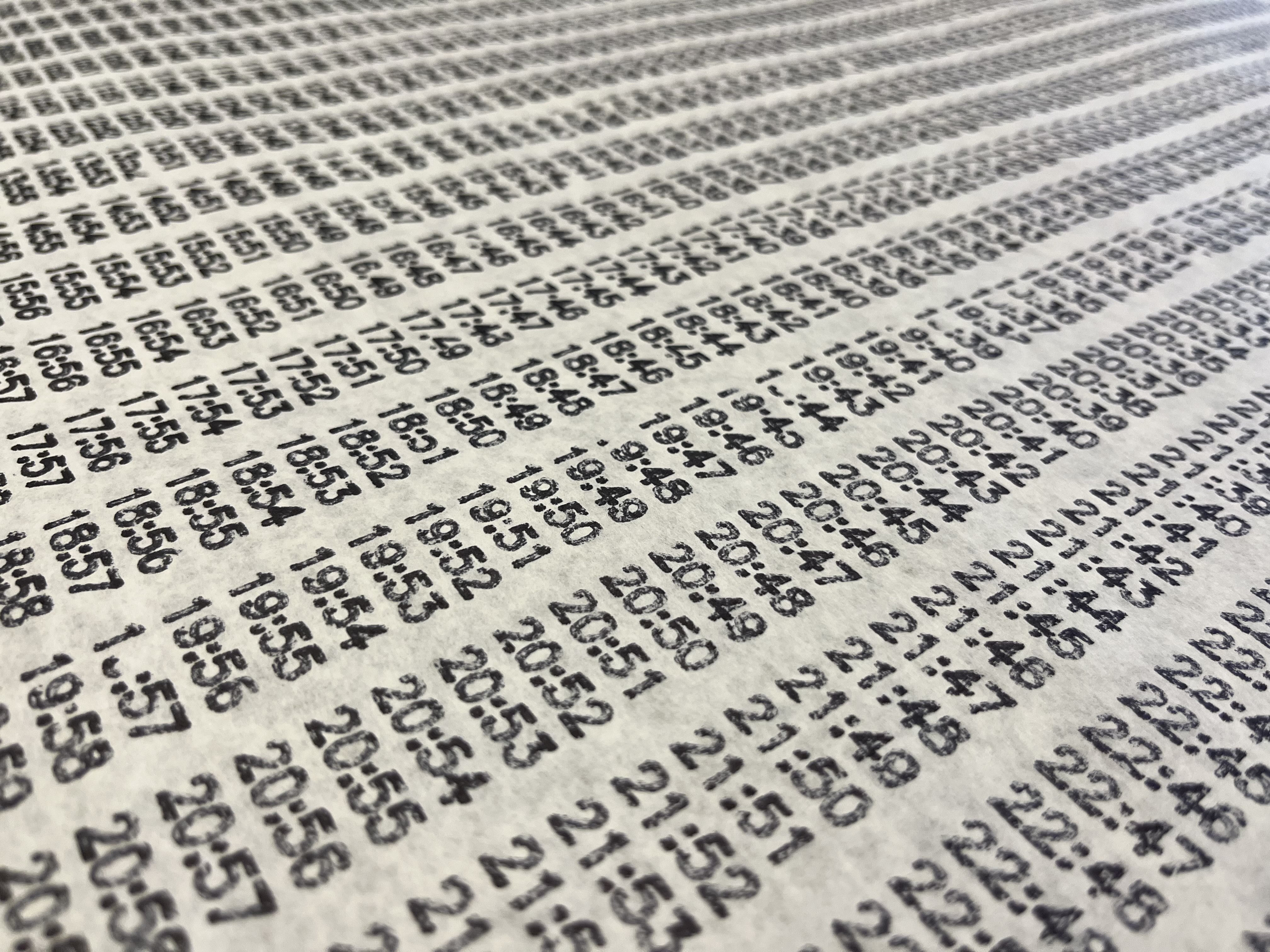 Close view of timestamps drawn by the plotter