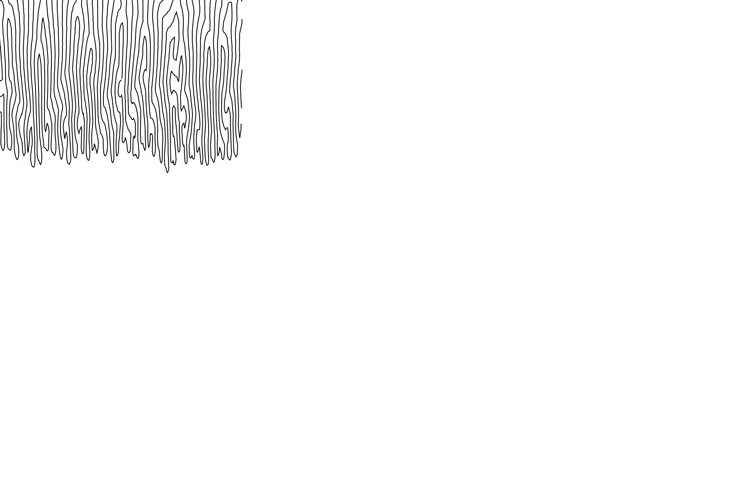 The circular line drawing unwrapped into a wide field of vertical paths